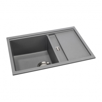 Abode Syncronist Compact 1.25 Bowl Inset/Undermount kitchen Sink 600mm L x 460mm W with Drainer - Metallic Grey