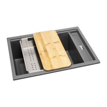 Abode Syncronist Large 1.25 Bowl Inset/Undermount kitchen Sink 555mm L x 460mm W - Metallic Grey