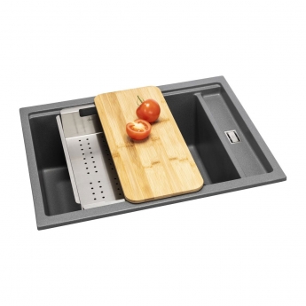 Abode Syncronist Large 1.25 Bowl Inset/Undermount kitchen Sink 555mm L x 460mm W - Metallic Grey