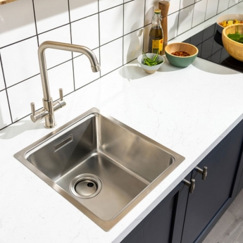 Abode System Sync 1 Main Bowl kitchen Sink 440mm L x 380mm W - Stainless Steel