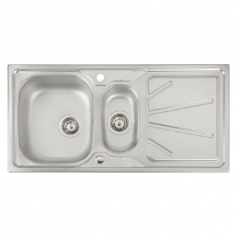 Abode Trydent 1.5 Bowl Inset Kitchen Sink with Atlas Sink Tap 1000mm L x 500mm W - Stainless Steel
