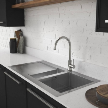 Abode Verve 1.5 Bowl Inset Kitchen Sink 1000mm L x 530mm W - Stainless Steel