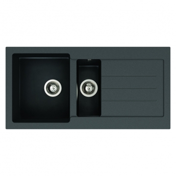 Abode Xcite 1.5 Bowl Granite Kitchen Sink with Specto Sink Tap 1000mm L x 500mm W - Black Metallic