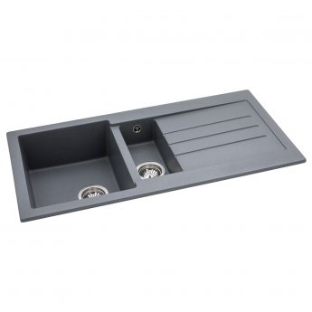 Abode Xcite 1.5 Bowl Granite Inset Kitchen Sink 1000mm L x 500mm W - Grey Metallic