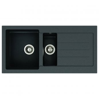 Abode Xcite 1.5 Bowl Granite Inset Kitchen Sink 1000mm L x 500mm W - Black Metallic