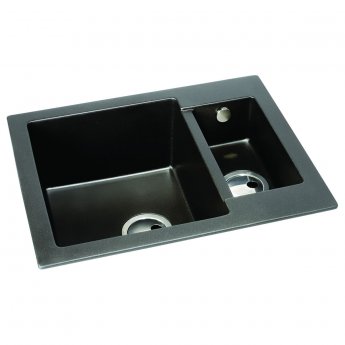 Abode Zero 1.5 Bowl Granite Inset Kitchen Sink 600mm L x 500mm W - Black Metallic