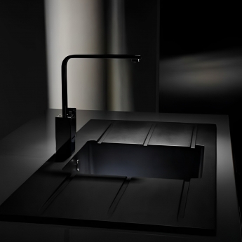 Abode Zero 1.0 Bowl Granite Inset Kitchen Sink 1000mm L x 500mm W - Black Metallic