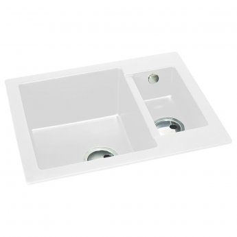 Abode Zero 1.5 Bowl Granite Inset Kitchen Sink 600mm L x 500mm W - White