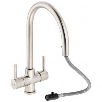 Abode Zest Monobloc Pull Out Kitchen Sink Mixer Tap - Brushed Nickel