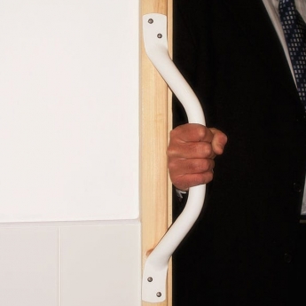 AKW 1700 Series Flat End Cranked Steel Grab Rail 445mm Length - White