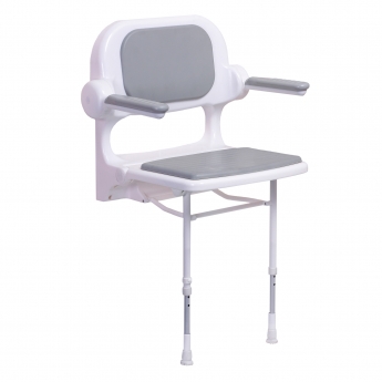 AKW 2000 Series Fold Up Shower Seat with Back & Arms Grey