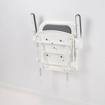 AKW 2000 Series Fold Up Mid Grey Padded Seat with Back and Arms - White | Product Image