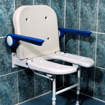 AKW 4000 Series Standard Fold Up Horseshoe Seat and Blue Padded Arms | Product Image