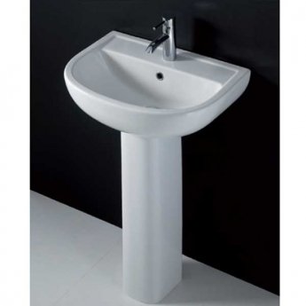 AKW Compact Basin with Full Pedestal 450mm Wide - 1 Tap Hole