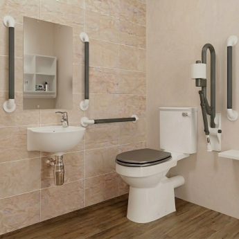 AKW Standard Close Coupled Doc M Pack Disabled Toilet with TMV3 Mixer Tap | Product Image