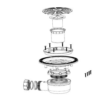 AKW GW90-2 Low Height Wet Waste with TF Vinyl Floor Adaptor (UK) | Product Image