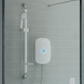 AKW SmartCare Plus White Electric Shower, Silver/White Kit, 8.5kW