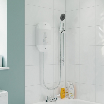 AKW iSure Standard Electric Shower with 600mm Chrome Riser Rail Kit