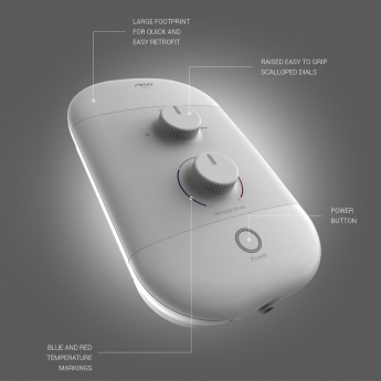 AKW iSure Standard Electric Shower with 600mm Chrome Riser Rail Kit