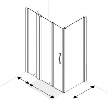 AKW Larenco Corner Full Height Bi-fold Shower Door with Side Panel 1300mm x 700mm