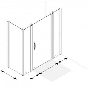 AKW Larenco Corner Full Height Hinged Shower Door with Side Panel 1600mm x 900mm