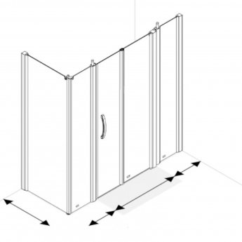 AKW Larenco Dual Inline Hinged Bi-Fold Door Shower Enclosure 1800mm x 900mm - 6mm Glass