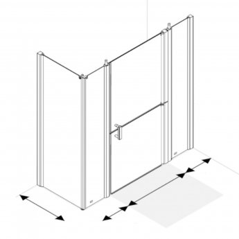 AKW Larenco Corner Full Height Duo Shower Door with Side Panel 1800mm x 900mm