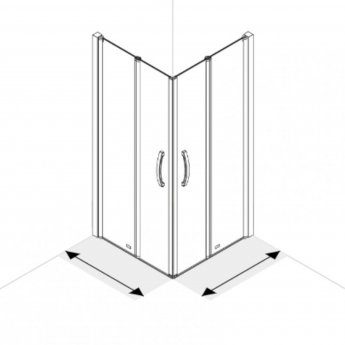 AKW Larenco Corner Entry Full Height Bi-Fold Shower Door 1000mm x 1000mm - 6mm Glass