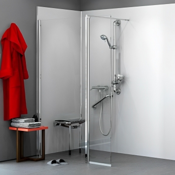AKW Level Best Wetroom Screen 800mm W with 350mm Deflector Panel