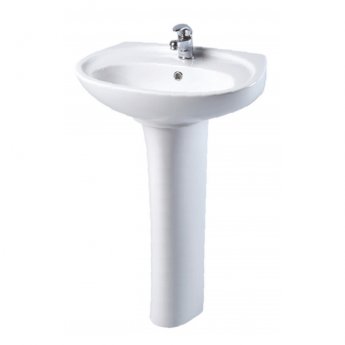 AKW Livenza 550mm Basin With Full Pedestal - 1 Tap Hole