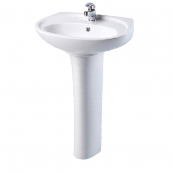 AKW Livenza 500mm Basin with Full Pedestal - 1 Tap Hole