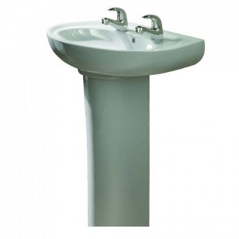 AKW Livenza 550mm Basin With Full Pedestal - 2 Tap Hole