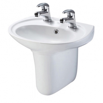 AKW Livenza Basin and Large Semi Pedestal 550mm Wide - 2 Tap Hole 