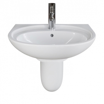 AKW Livenza Plus Basin and Semi Pedestal 500mm Wide - 1 Tap Hole