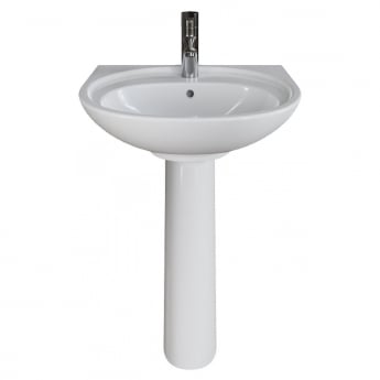 AKW Livenza Plus Basin with Full Pedestal 550mm Wide - 1 Tap Hole