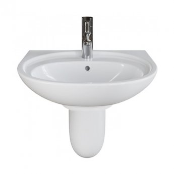 AKW Livenza Plus Basin and Semi Pedestal 550mm Wide - 1 Tap Hole