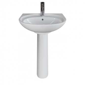 AKW Livenza Plus Basin with Full Pedestal 550mm Wide - 1 Tap Hole
