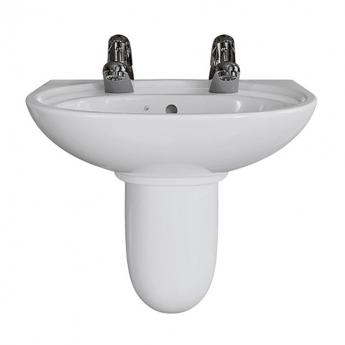 AKW Livenza Plus Basin and Semi Pedestal 550mm Wide - 2 Tap Hole