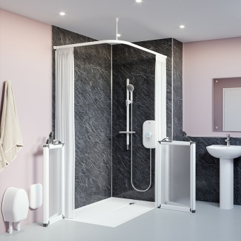 AKW L-Shaped Shower Curtain Rail 1500mm x 1200mm - White