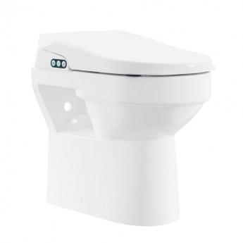 AKW Raised Height Back to Wall Toilet Pan with Bottom-Entry Bidet Consilio Seat and Lid