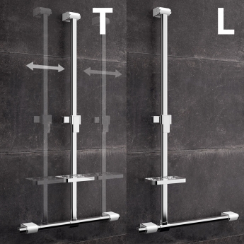 AKW Onyx 2 T&L Shaped Grab Rail - Chrome / White