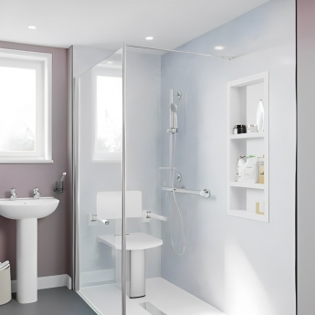 AKW Onyx Thermostatic Bar Mixer Shower with Combo L Shape Grab Rail LH - Chrome