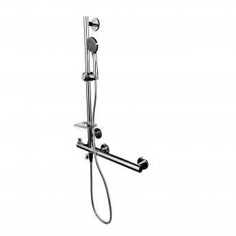 AKW Onyx Thermostatic Bar Mixer Shower with Combo L Shape Grab Rail LH - Chrome