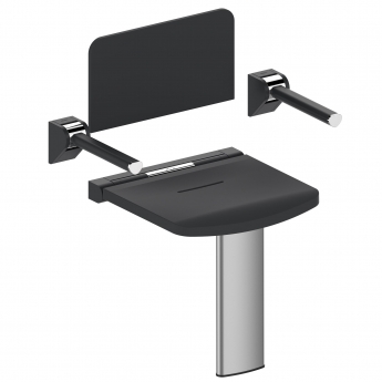 AKW Onyx Compact Shower Seat with Back and Arms - Black | Product Image