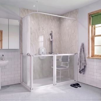 AKW Option A Bi-Fold + Hinged Door Corner Disabled Shower Screen Set | Product Image