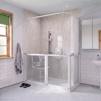 AKW Option A Bi-Fold + Hinged Door Corner Disabled Shower Screen Set | Product Image