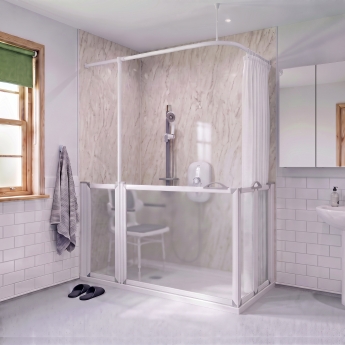 AKW Option B Bi-Fold + Hinged Door Corner Disabled Shower Screen Set | Product Image
