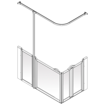 AKW Option B Bi-Fold + Hinged Door Corner Disabled Shower Screen Set | Product Image