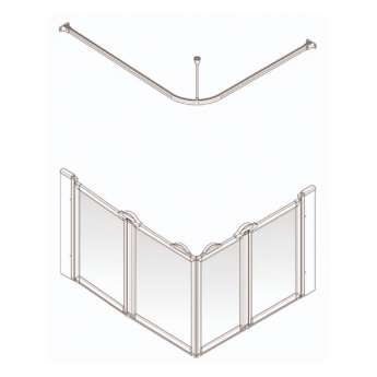 AKW Option E 750 Shower Screen 1000mm x 800mm - Left Handed