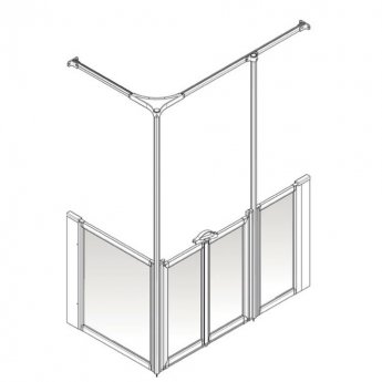 AKW Option Y 900 Shower Screen 1350mm x 750mm - Right Handed